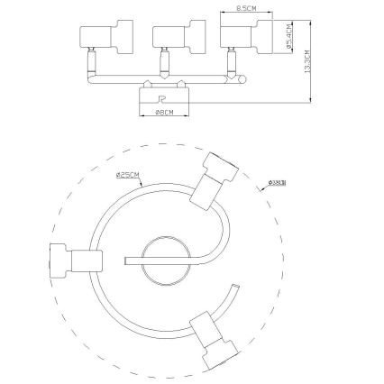 Globo - Спот  3xGU10/25W/230V черен/сребрист