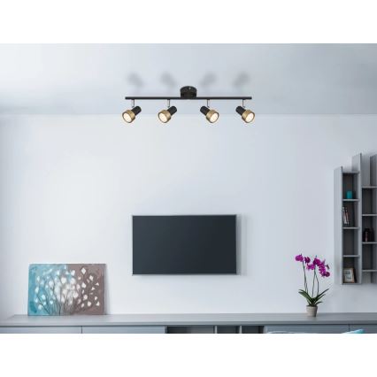 Globo - Спот  4xGU10/25W/230V черен/златист