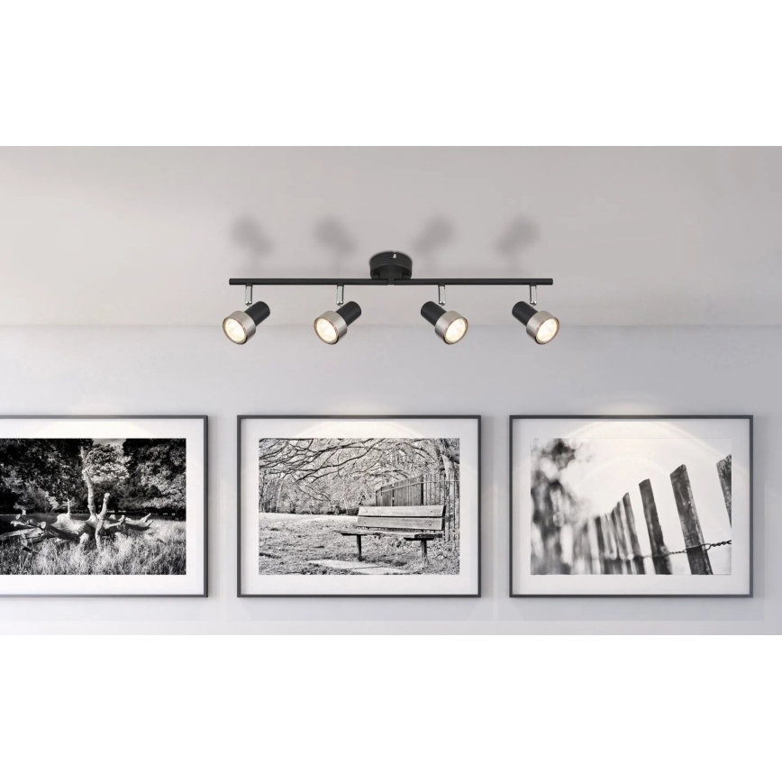 Globo - Спот  4xGU10/25W/230V черен/сребрист