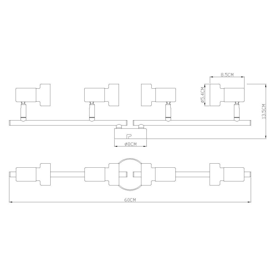 Globo - Спот  4xGU10/25W/230V черен/сребрист