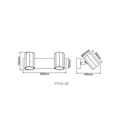 Globo - Спот 2xGU10/25W/230V черен