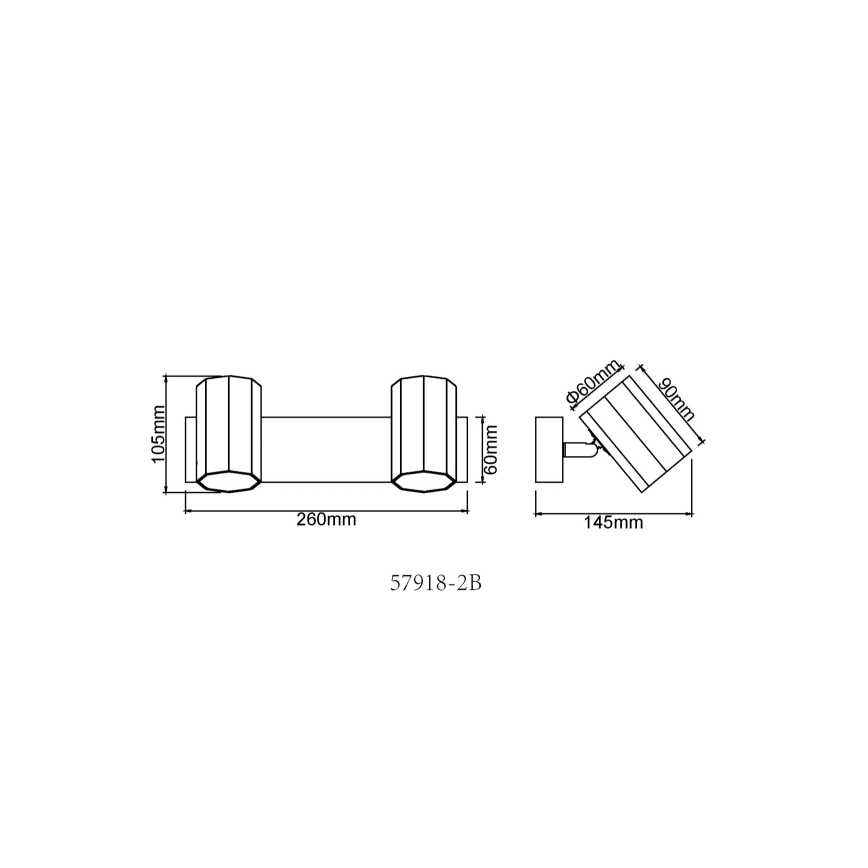 Globo - Спот 2xGU10/25W/230V черен
