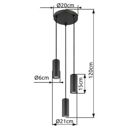 Globo - Пендел 3xGU10/25W/230V черен