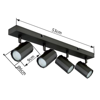 Globo - Спот 4xGU10/25W/230V черен