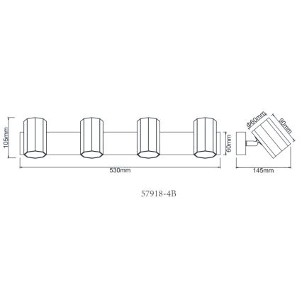 Globo - Спот 4xGU10/25W/230V черен