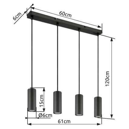 Globo - Пендел 4xGU10/25W/230V черен