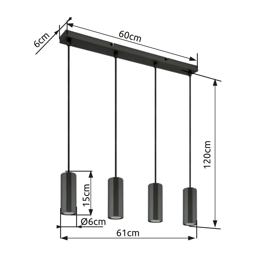 Globo - Пендел 4xGU10/25W/230V черен