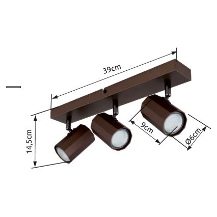 Globo - Спот 3xGU10/25W/230V кафяв