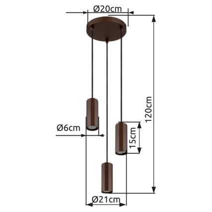 Globo - Пендел 3xGU10/25W/230V кафяв