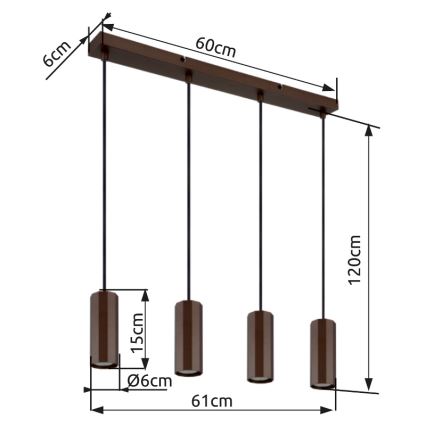 Globo - Пендел 4xGU10/25W/230V кафяв