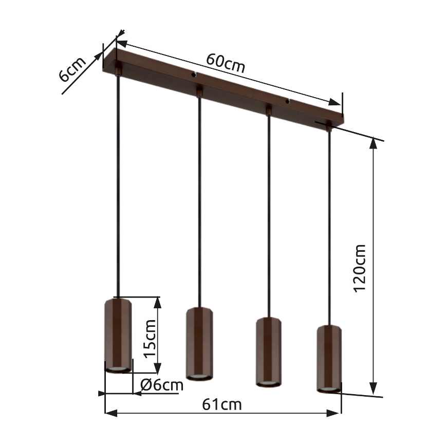 Globo - Пендел 4xGU10/25W/230V кафяв