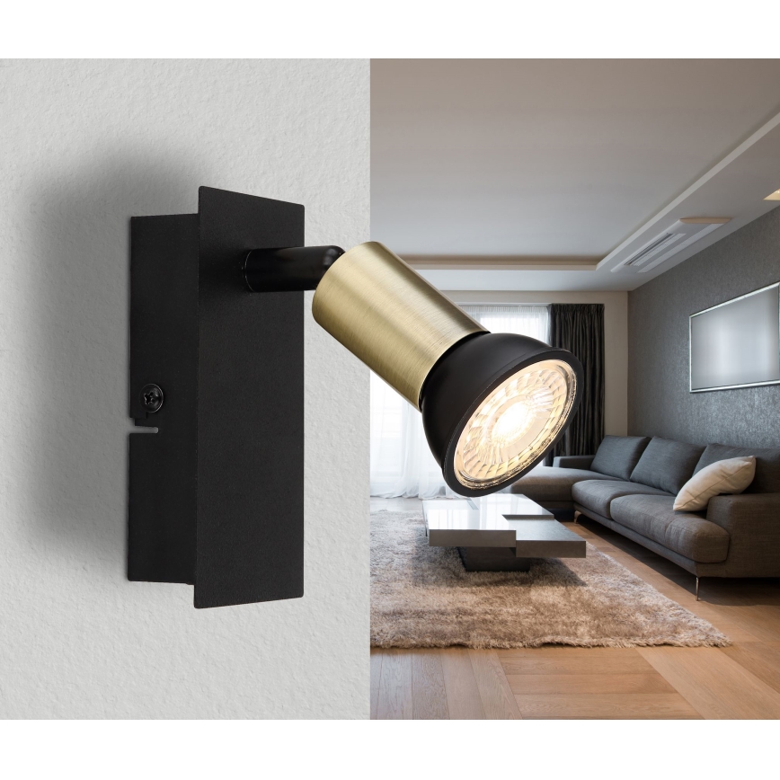 Globo - Спот аплик 1xGU10/35W/230V черен/месинг