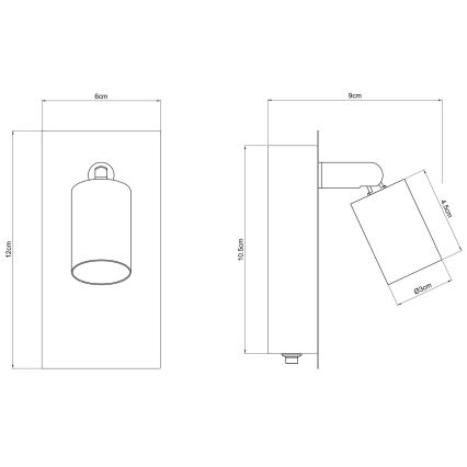 Globo - Спот аплик 1xGU10/35W/230V черен/месинг