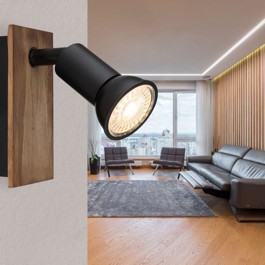 Globo - Стенен спот 1xGU10/35W/230V дървен/черен
