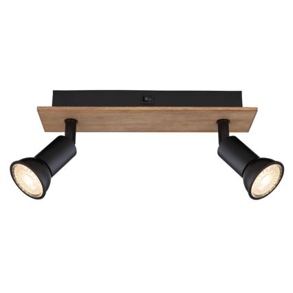Globo - Спот 2xGU10/35W/230V дървен/черен