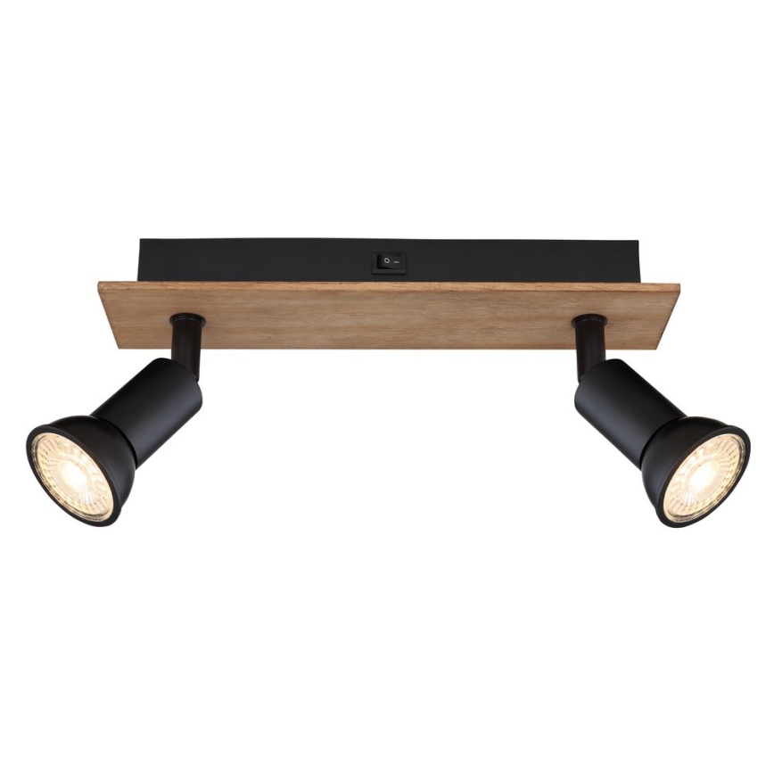 Globo - Спот 2xGU10/35W/230V дървен/черен