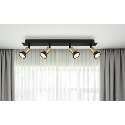 Globo - Спот 4xGU10/35W/230V черен/месинг