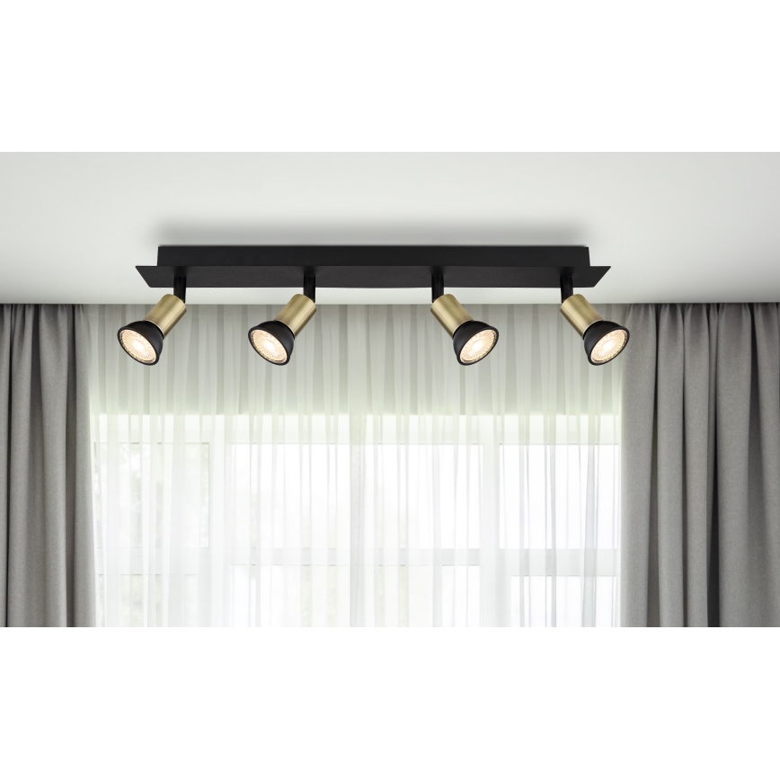 Globo - Спот 4xGU10/35W/230V черен/месинг