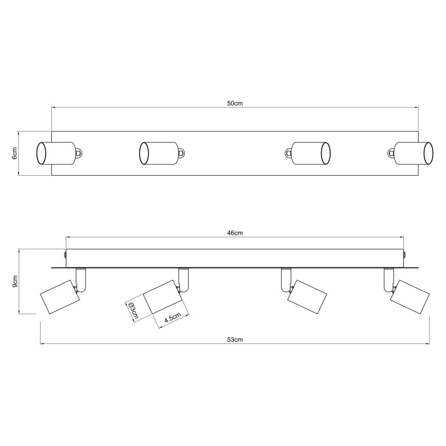 Globo - Спот 4xGU10/35W/230V черен/месинг