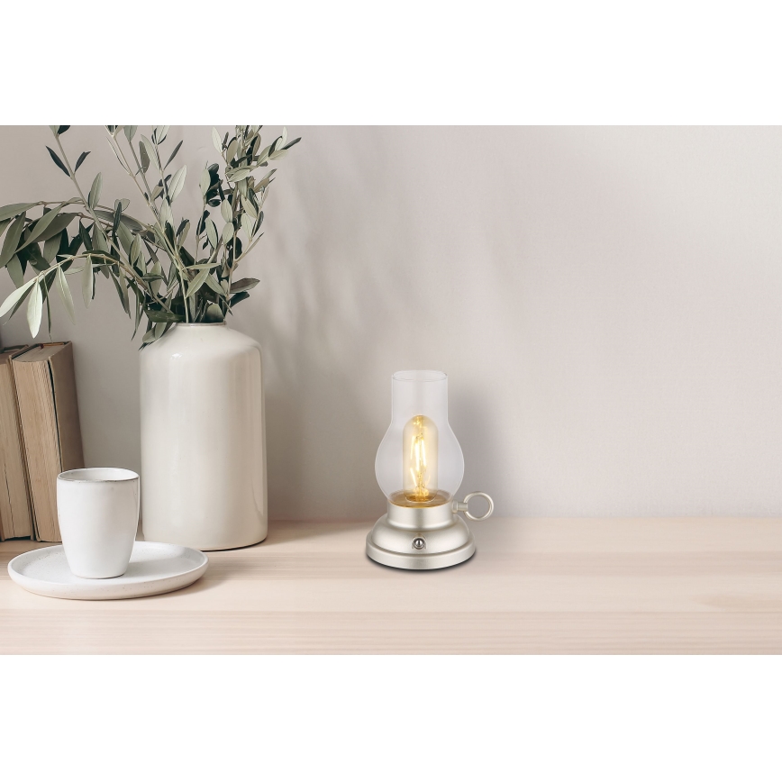 Globo - LED Димируема акумулаторна настолна touch лампа LED/1W/3,7V 1200 mAh матов хром
