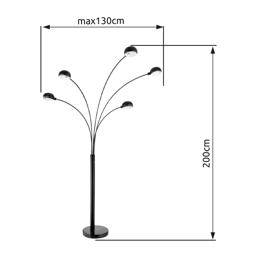 Globo - Лампион 5xE14/40W/230V черен
