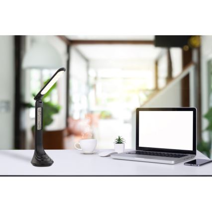 Globo - димируема презареждаема LED настолна лампа с дисплей, 4W/230V, 2200 mAh, черна