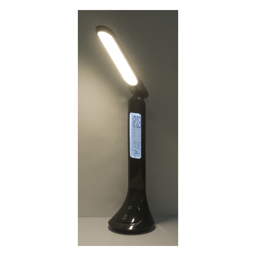 Globo - димируема презареждаема LED настолна лампа с дисплей, 4W/230V, 2200 mAh, черна