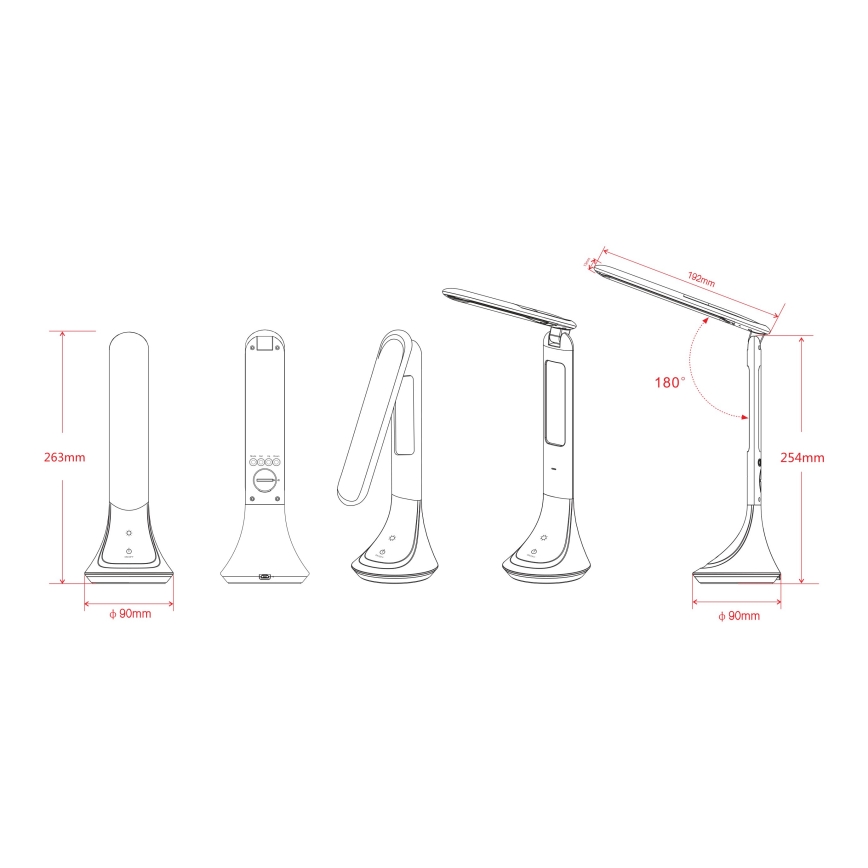 Globo - димируема презареждаема LED настолна лампа с дисплей, 4W/230V, 2200 mAh, черна