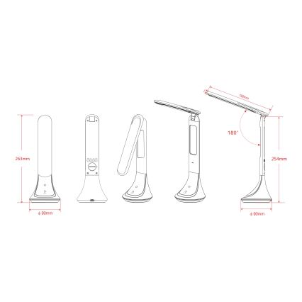 Globo - LED Димируема акумулаторна настолна лампа с дисплей LED/4W/230V 2200 mAh бял