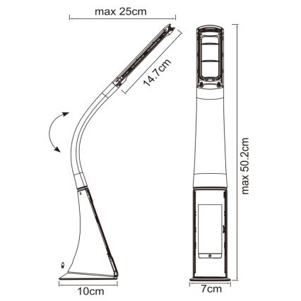 Globo - Димируема LED настолна лампа със сензорно управление и дисплей LED/6,5W/230V 3000/4500/5800K черна
