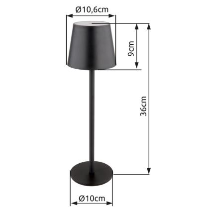 Globo - LED Димируема сензорна екстериорна лампа LED/3W/3,7V IP44 1800mAh + USB черен
