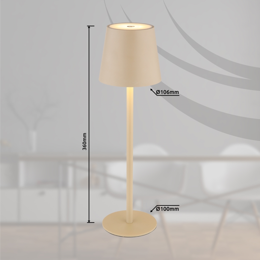 Globo - LED Димируема сензорна екстериорна лампа LED/3W/3,7V IP44 1800 mAh USB бежов