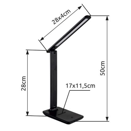 Globo - LED настолна лампа с докосване и регулируема яркост LED/5W/230V 2700/4000/6500K черна