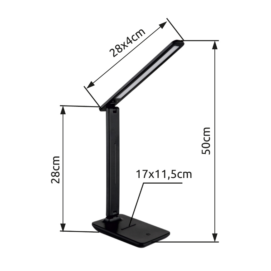 Globo - LED настолна лампа с докосване и регулируема яркост LED/5W/230V 2700/4000/6500K черна