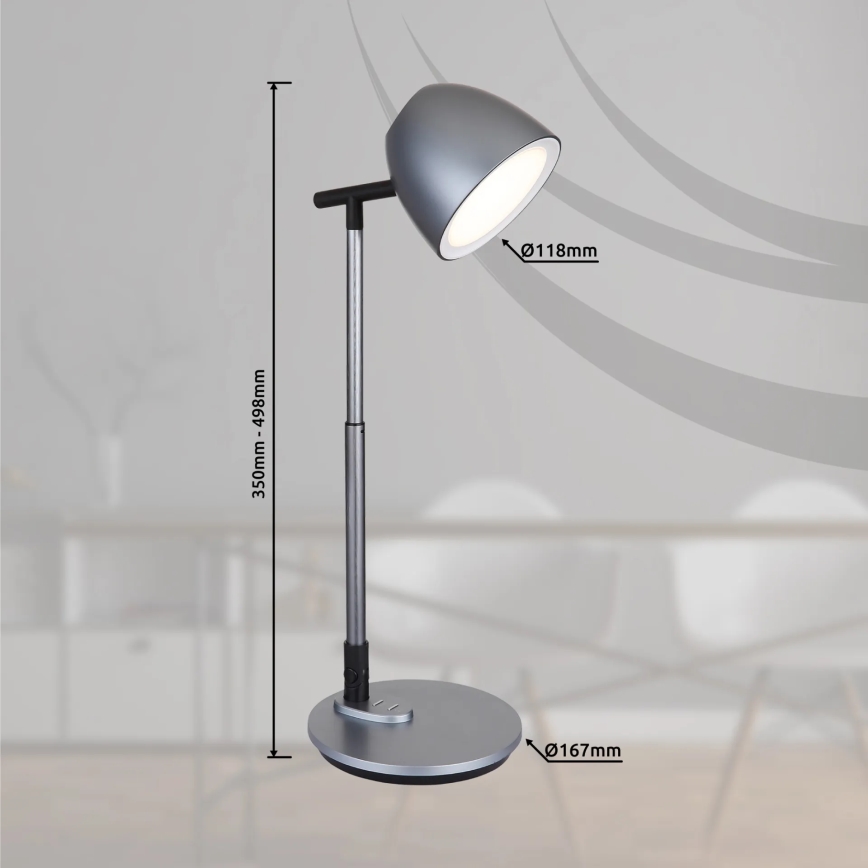 Globo - LED Димируема сензорна настолна лампа LED/7,5W/230V 3000K/4000K/6500K сив