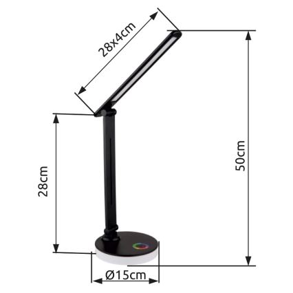 Globo - LED RGBW Димируема сензорна настолна лампа LED/5W/230V + LED/2W 2700K/4000K/6500K черен