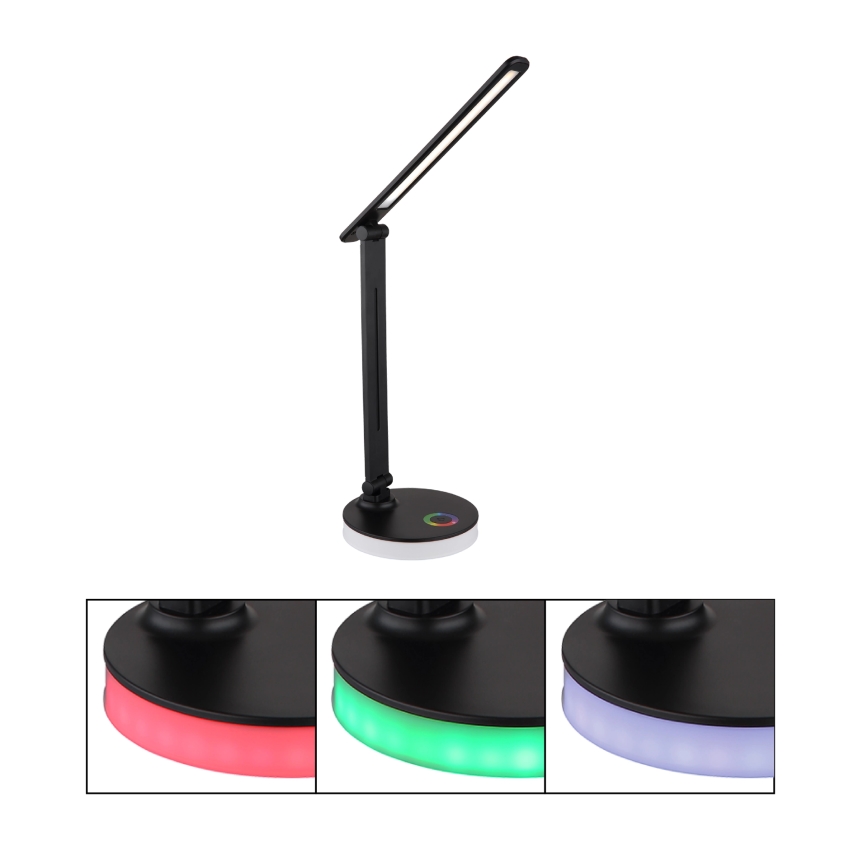 Globo - LED RGBW регулируема настолна лампа с докосване LED/5W/230V + LED/2W 2700K/4000K/6500K черна