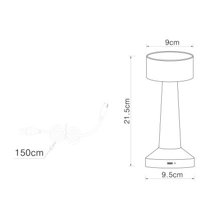 Globo - LED Димируема сензорна настолна лампа LED/1W/3,7V 2700K/4000K/6500K 800 mAh USB златист