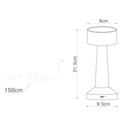 Globo - LED Димируема сензорна настолна лампа LED/1W/3,7V 2700K/4000K/6500K 800 mAh USB матов хром