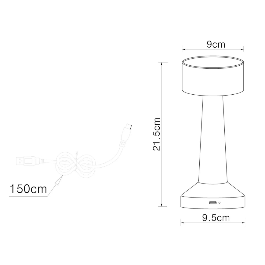 Globo - LED Димируема сензорна настолна лампа LED/1W/3,7V 2700K/4000K/6500K 800 mAh USB матов хром