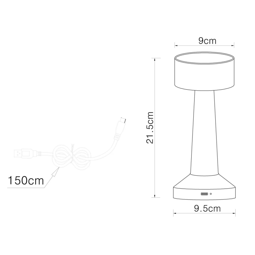 Globo - LED Димируема сензорна настолна лампа LED/1W/3,7V 2700K/4000K/6500K 800 mAh USB бял