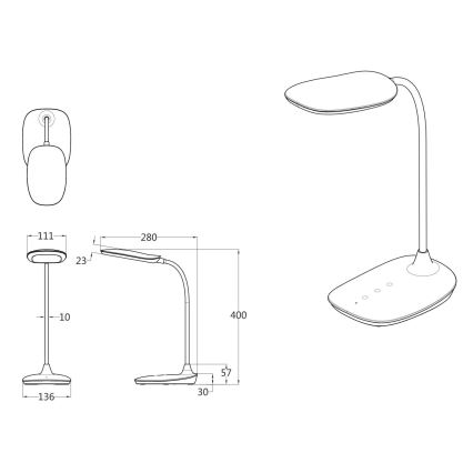 Globo - LED Димируема сензорна настолна лампа LED/9W/230V 3000K/4000K/6500K CRI 90 черен