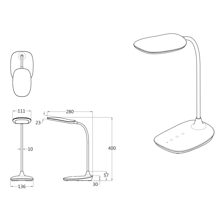 Globo - LED Димируема сензорна настолна лампа LED/9W/230V 3000K/4000K/6500K CRI 90 черен