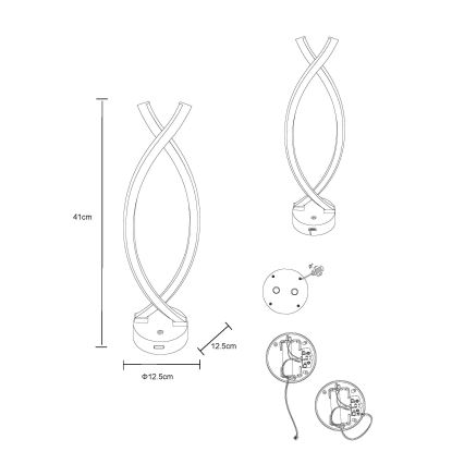 Globo - LED регулируема настолна лампа с докосване LED/1W/3,7V 3000K 1800 mAh USB черна