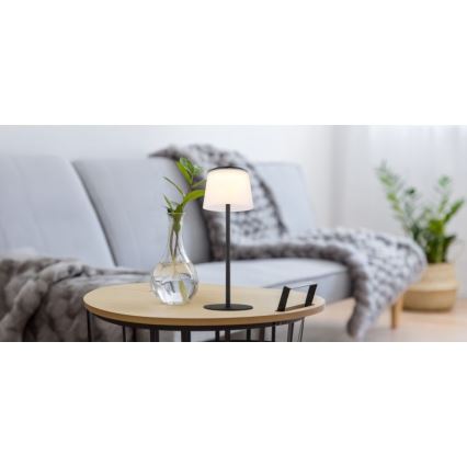 Globo - LED Димируем докосване екстериорен настолна лампа LED/1,8W/5V IP44 1800 mAh черен/бял