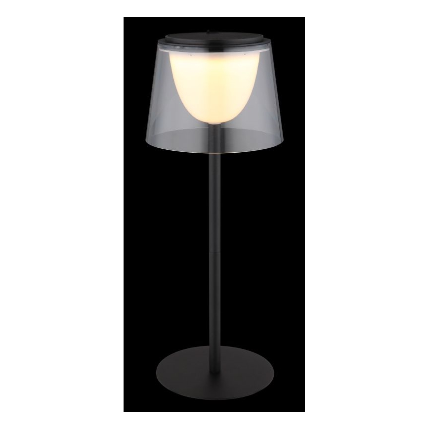 Globo - LED Димируем докосване екстериорен настолна лампа LED/1,8W/5V IP44 1800 mAh черен/прозрачен