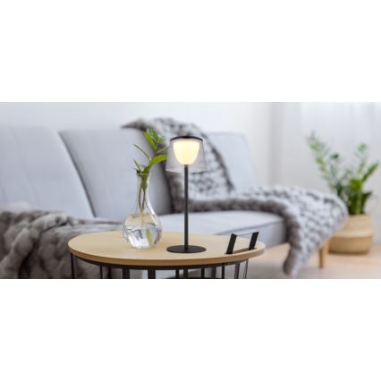 Globo - LED Димируем докосване екстериорен настолна лампа LED/1,8W/5V IP44 1800 mAh черен/опушен
