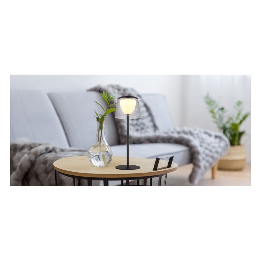 Globo - LED Димируем докосване екстериорен настолна лампа LED/1,8W/5V IP44 1800 mAh черен/опушен