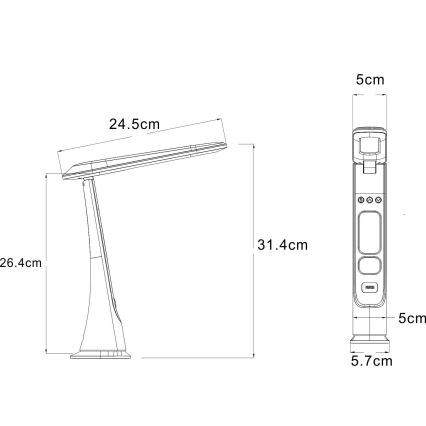 Globo - LED настолна лампа с докосване и димиране, презареждаема LED/2W/5V 3000/4000/5000K 1800 mAh