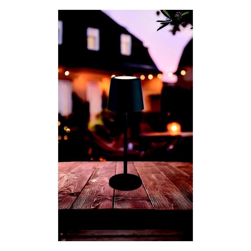 Globo - LED Димируема екстериорна сензорна настолна лампа LED/2W/5V 3000/4000/6000K 2200 mAh IP44 черен